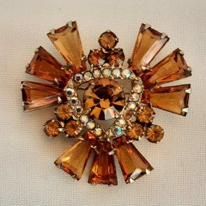 Vintage Topaz Crystal Brooch